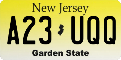 NJ license plate A23UQQ
