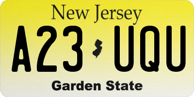 NJ license plate A23UQU