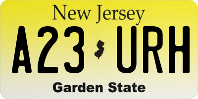 NJ license plate A23URH