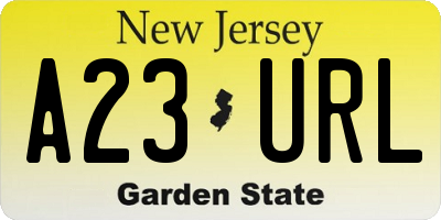 NJ license plate A23URL
