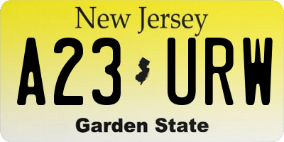 NJ license plate A23URW