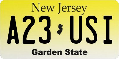 NJ license plate A23USI