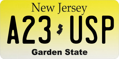 NJ license plate A23USP