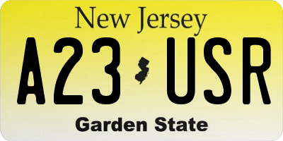 NJ license plate A23USR