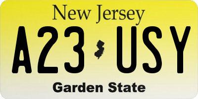 NJ license plate A23USY