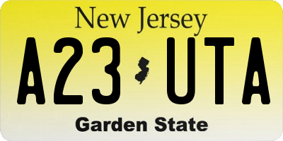 NJ license plate A23UTA