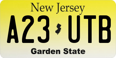 NJ license plate A23UTB
