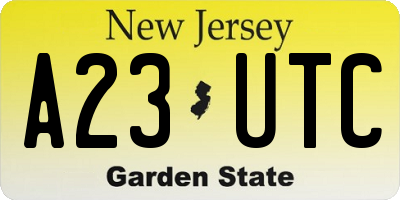 NJ license plate A23UTC