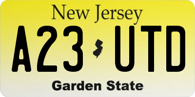 NJ license plate A23UTD
