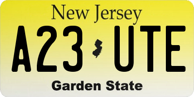 NJ license plate A23UTE