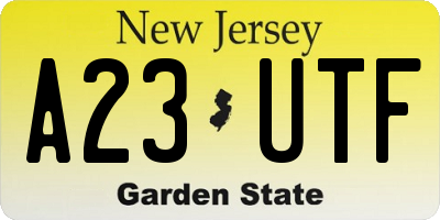 NJ license plate A23UTF