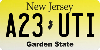 NJ license plate A23UTI