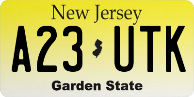 NJ license plate A23UTK