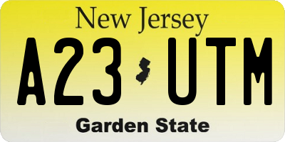 NJ license plate A23UTM