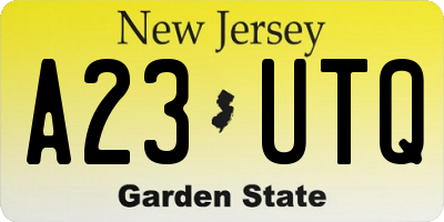 NJ license plate A23UTQ