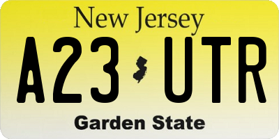 NJ license plate A23UTR