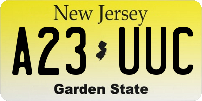 NJ license plate A23UUC