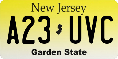 NJ license plate A23UVC