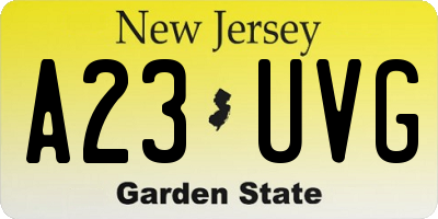 NJ license plate A23UVG