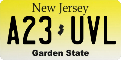 NJ license plate A23UVL