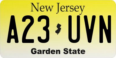 NJ license plate A23UVN