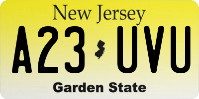 NJ license plate A23UVU