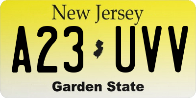 NJ license plate A23UVV