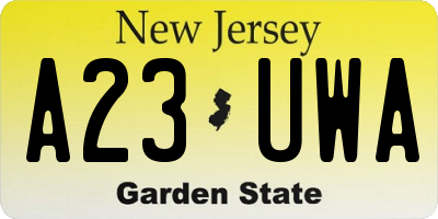 NJ license plate A23UWA