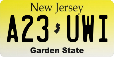NJ license plate A23UWI