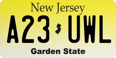 NJ license plate A23UWL