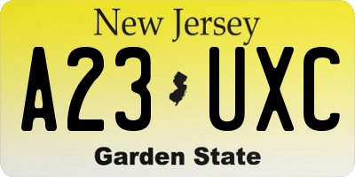 NJ license plate A23UXC