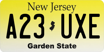 NJ license plate A23UXE