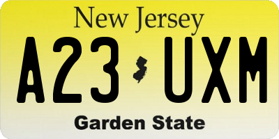 NJ license plate A23UXM