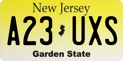 NJ license plate A23UXS