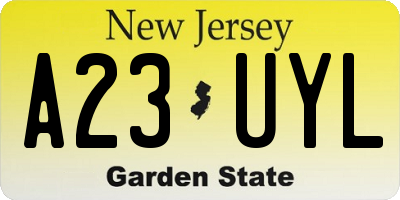 NJ license plate A23UYL