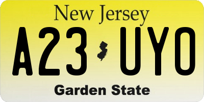 NJ license plate A23UYO