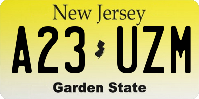 NJ license plate A23UZM