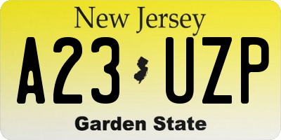 NJ license plate A23UZP