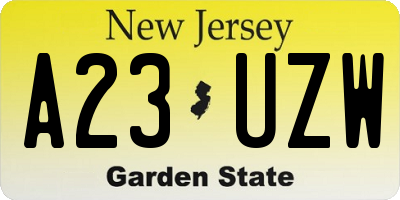 NJ license plate A23UZW