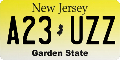 NJ license plate A23UZZ