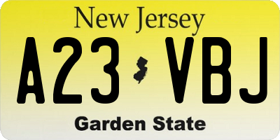 NJ license plate A23VBJ