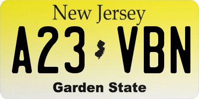 NJ license plate A23VBN