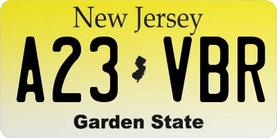 NJ license plate A23VBR