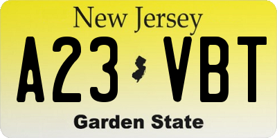 NJ license plate A23VBT