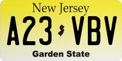 NJ license plate A23VBV