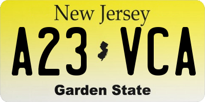 NJ license plate A23VCA