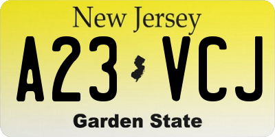 NJ license plate A23VCJ