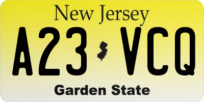 NJ license plate A23VCQ
