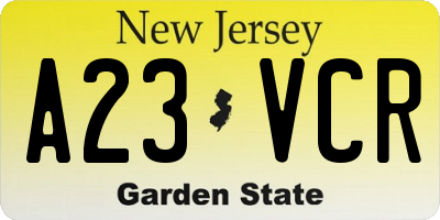 NJ license plate A23VCR