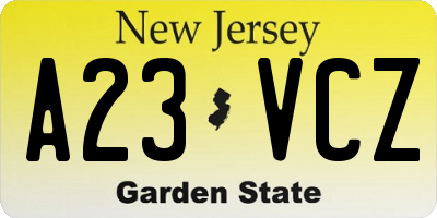 NJ license plate A23VCZ